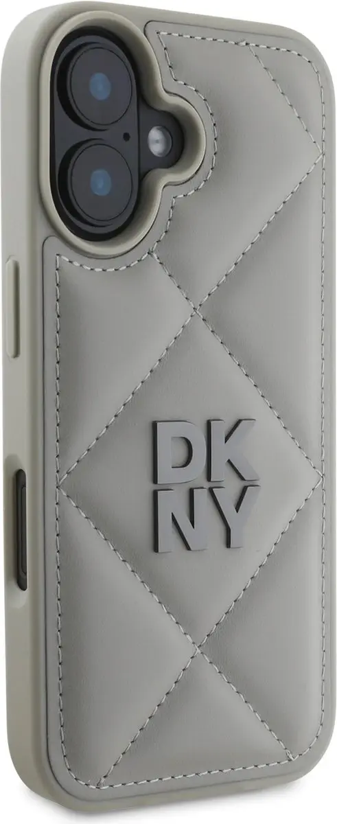 DKNY iPhone 16 Backcover Hoesje - Grijs - PU Leather
