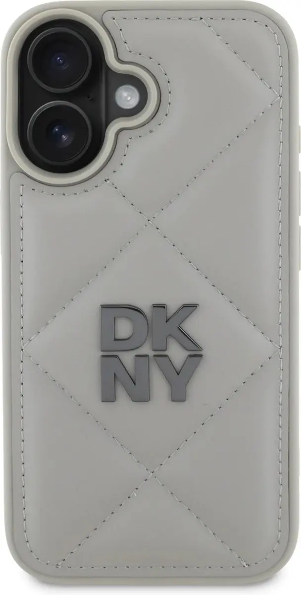 DKNY iPhone 16 Backcover Hoesje - Grijs - PU Leather