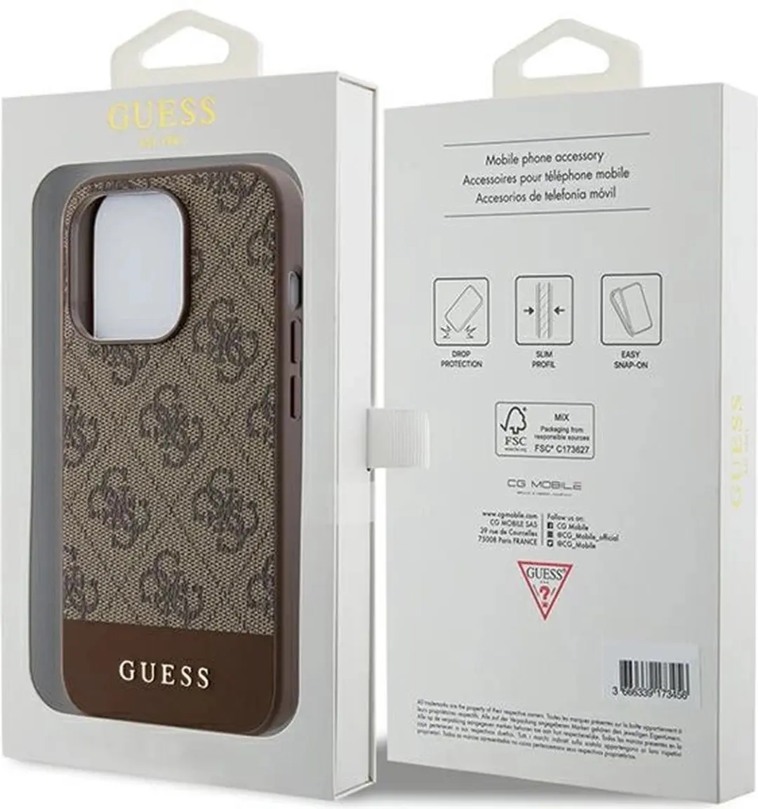 Guess Stripe Collection Hoesje iPhone 15 Pro - Bruin