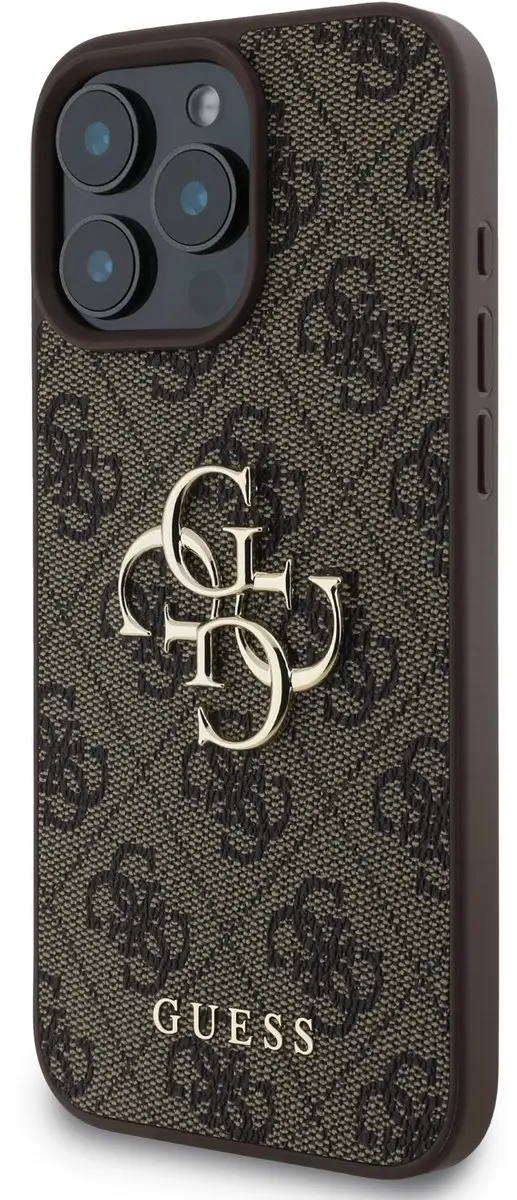 Guess Metal Logo iPhone 16 Pro Hoesje - Bruin - afbeelding 6 van 6