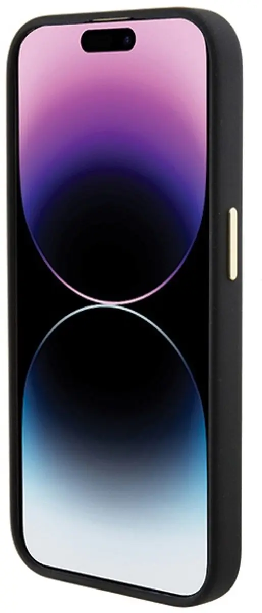 GUESS 4G Silicone Metal Logo Hoes - iPhone 15 Pro - Zwart
