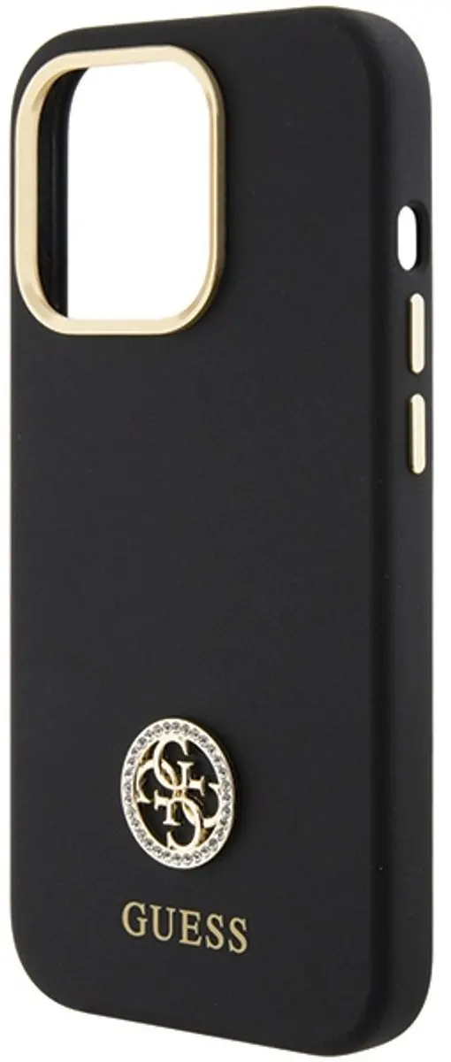GUESS 4G Silicone Metal Logo Hoes - iPhone 15 Pro - Zwart - afbeelding 6 van 6