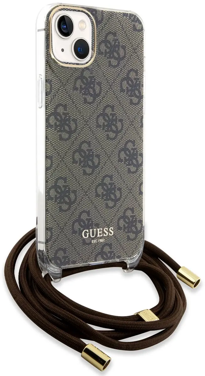Guess 4G Printed Crossbody Hoesje iPhone 15 - Bruin