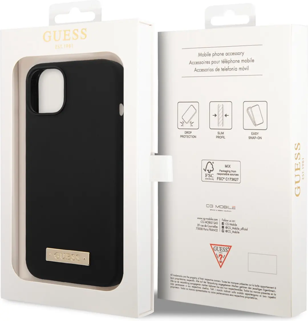 Guess Silicone Hoes iPhone 14 - MagSafe - Zwart