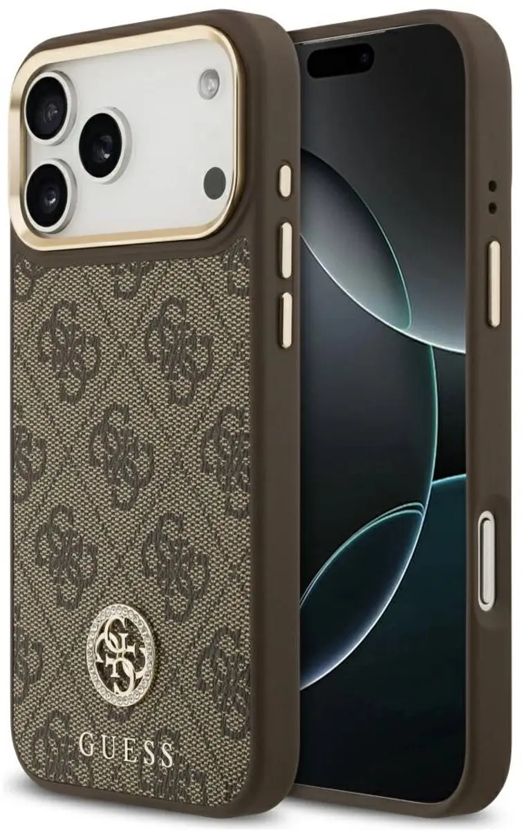 GUESS Case 4G Strass Logo iPhone 17 Pro Max MagSafe - Zwart