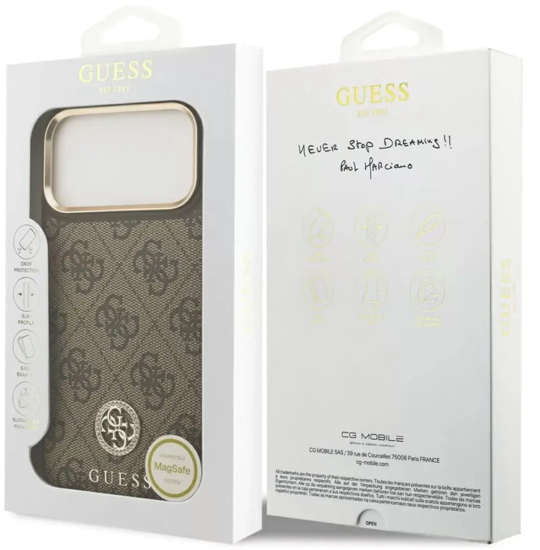 GUESS Case 4G Strass Logo iPhone 17 Pro Max MagSafe - Zwart