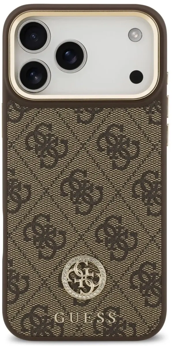 GUESS Case 4G Strass Logo iPhone 17 Pro Max MagSafe - Zwart