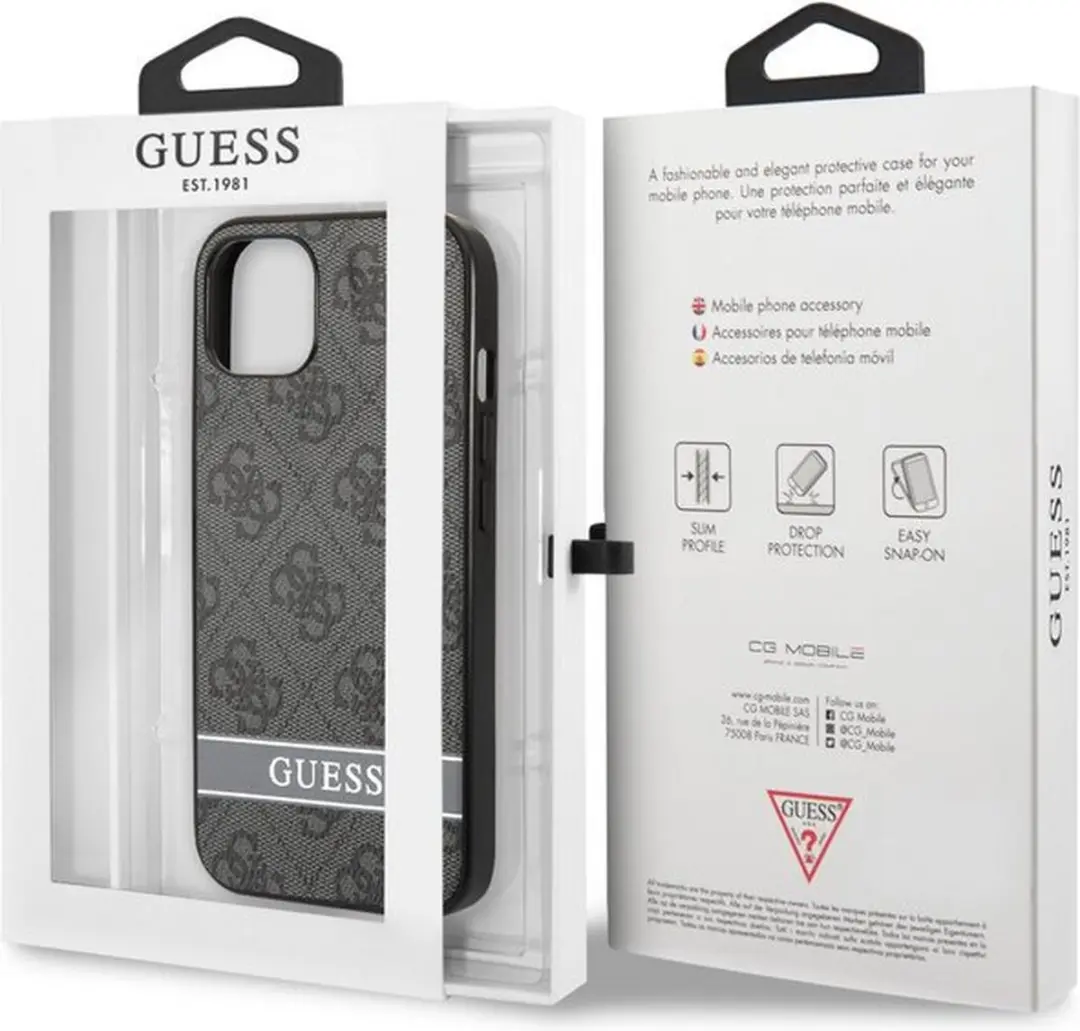 GUESS 4G Printed Stripe Hoes - iPhone 13 Mini - Grijs