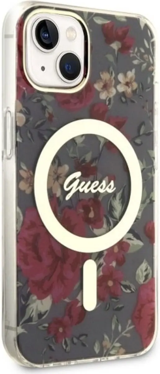GUESS Flower MagSafe Hoesje - iPhone 14 Plus - Khaki