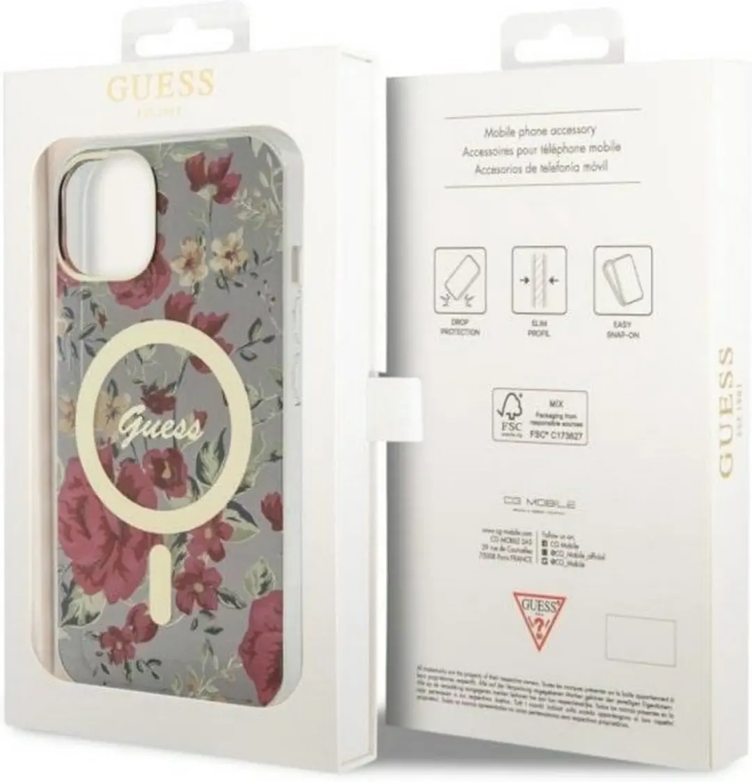 GUESS Flower MagSafe Hoesje - iPhone 14 Plus - Khaki
