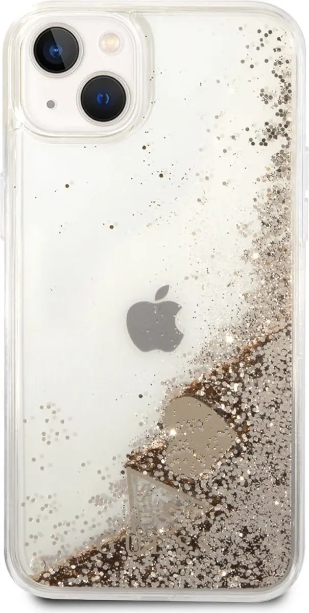 Guess Charms Liquid Glitter Hoesje - iPhone 14 - Goud