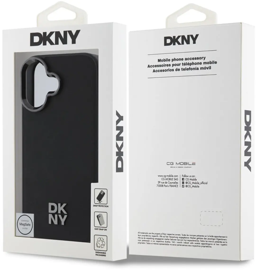 DKNY Backcover iPhone 16 MagSafe - Zwart DKHMP16SPSMCSLK
