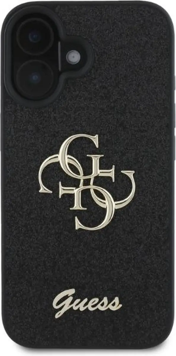 Guess 4G Logo Glitter Back Case - iPhone 16 - Zwart - MPN 3666339328443