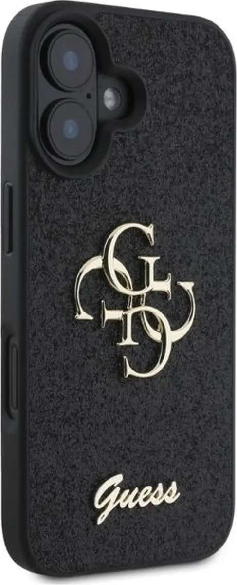 Guess 4G Logo Glitter Back Case - iPhone 16 - Zwart - MPN 3666339328443