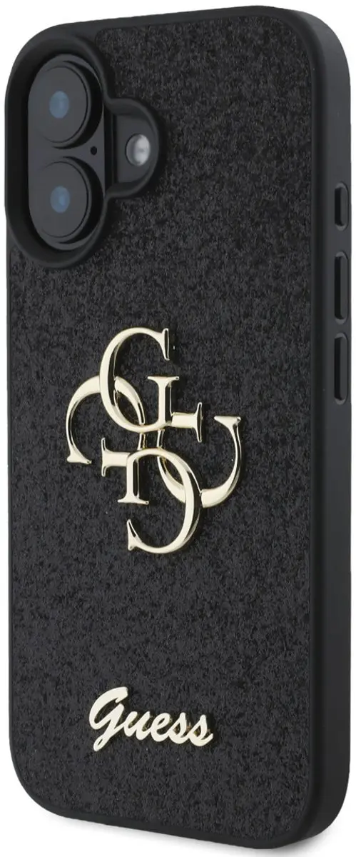 Guess 4G Logo Glitter Back Case - iPhone 16 - Zwart - MPN 3666339328443