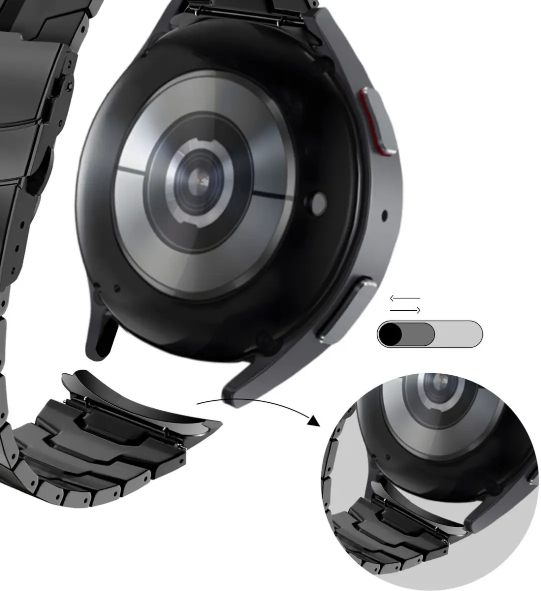 BALR Samsung Galaxy Watch RVS Stalen Band - Zwart