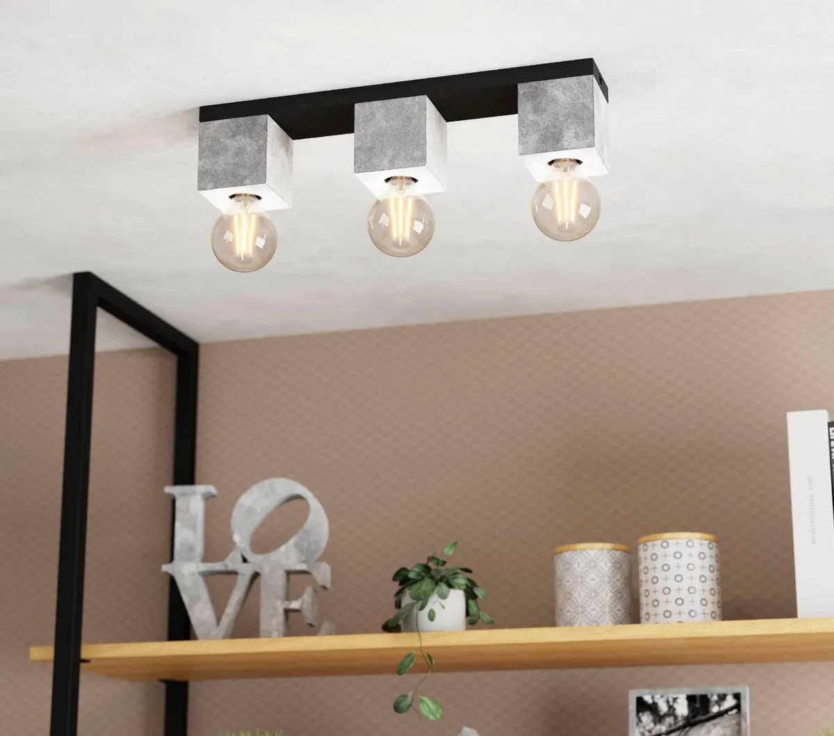 Eglo Prestwick 3 Plafondlamp E27 - 49cm - Zwart/Grijs