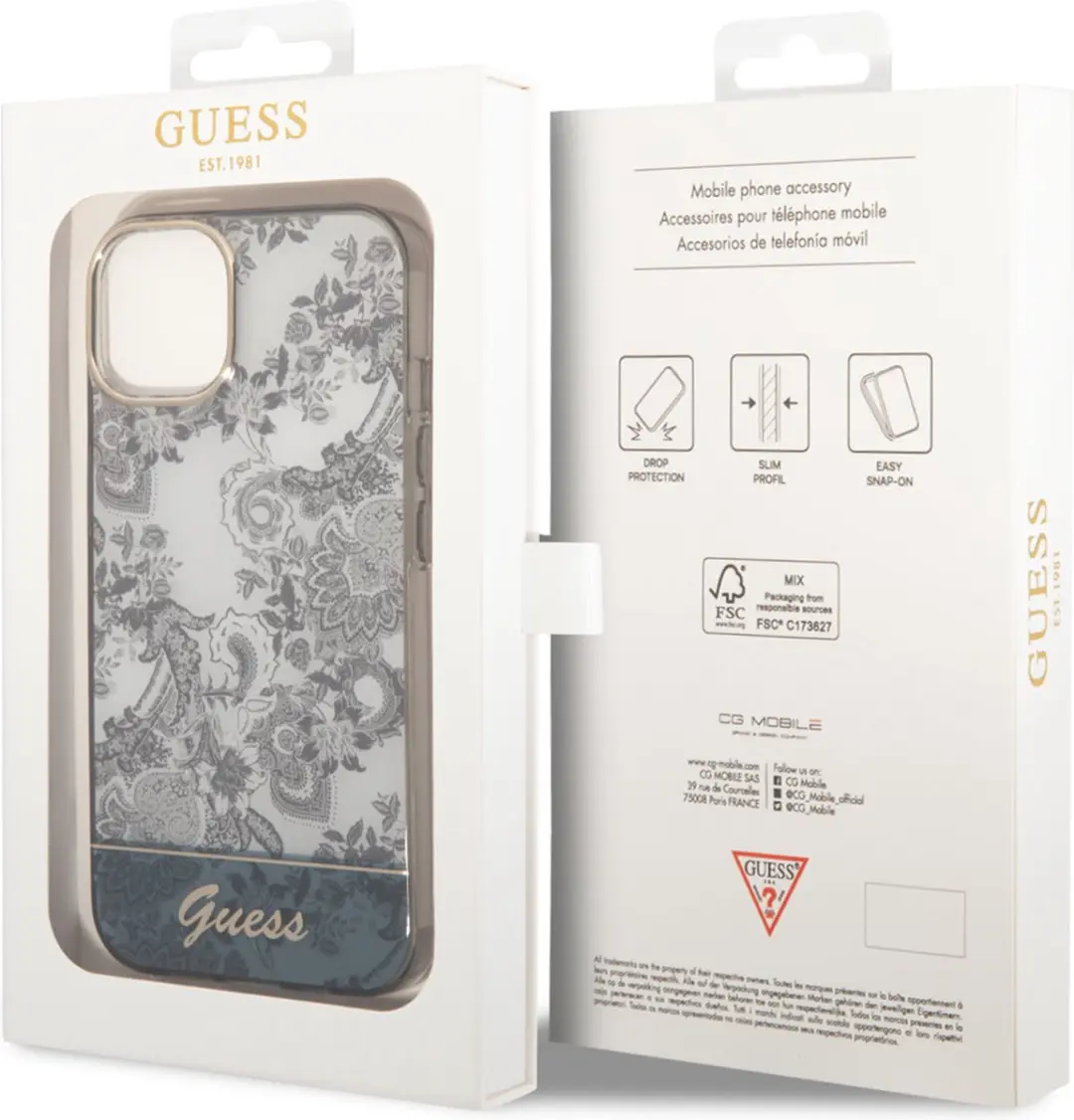 Guess TPU Back Cover iPhone 14 - Grijs - MagSafe