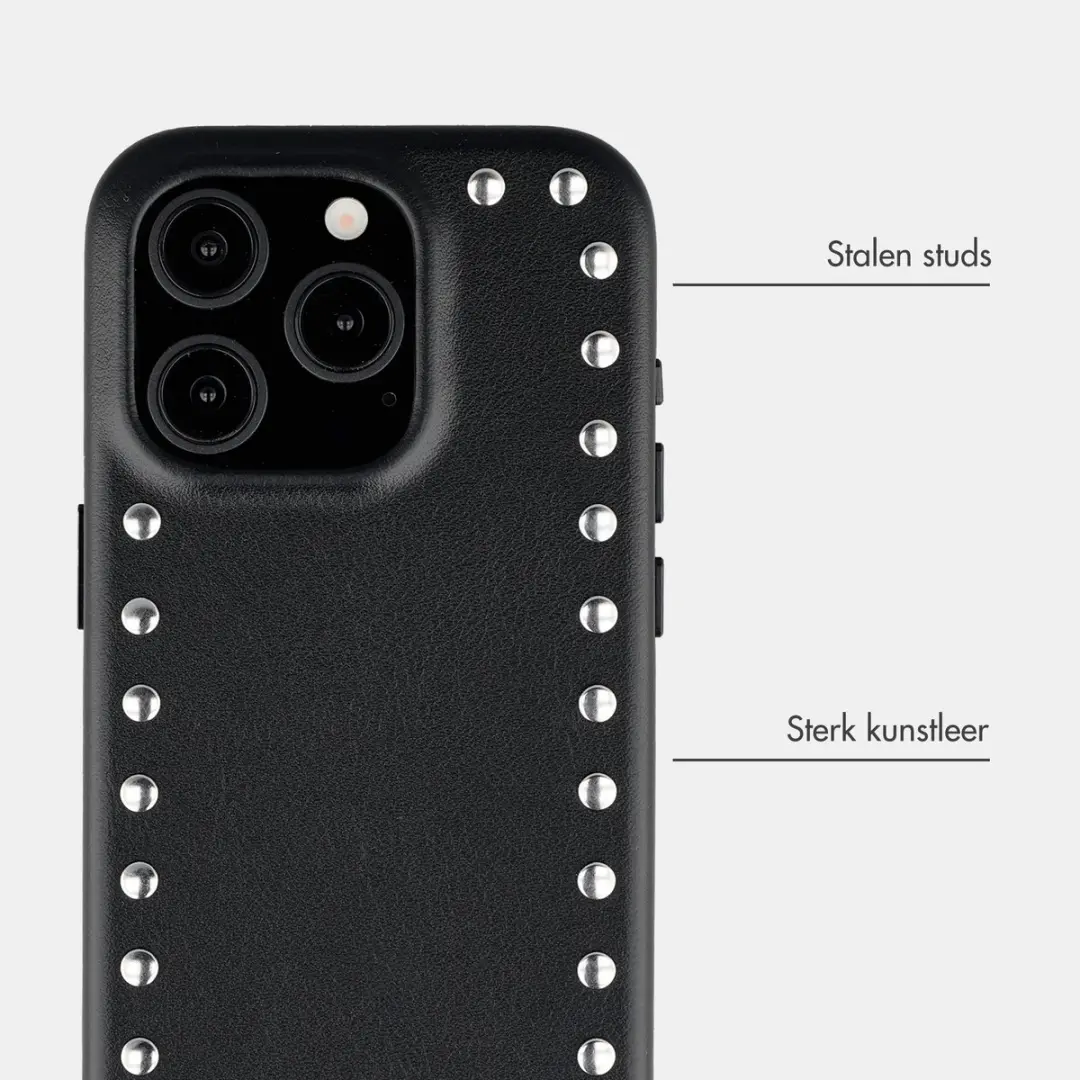 Selencia Hoesje iPhone 15 Pro Studs Backcover - Velvet Black