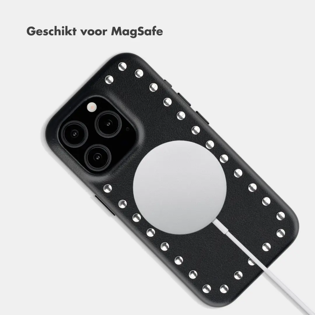 Selencia Hoesje iPhone 15 Pro Studs Backcover - Velvet Black - afbeelding 6 van 6