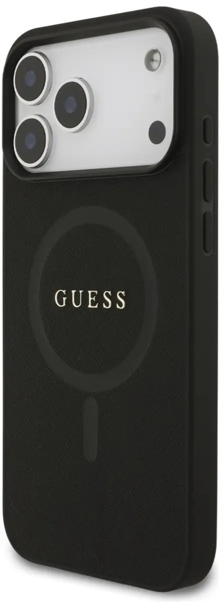 GUESS Saffiano Classic Logo MagSafe Hoesje - iPhone 17 Pro Max - Zwart