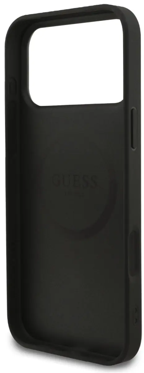 GUESS Saffiano Classic Logo MagSafe Hoesje - iPhone 17 Pro Max - Zwart