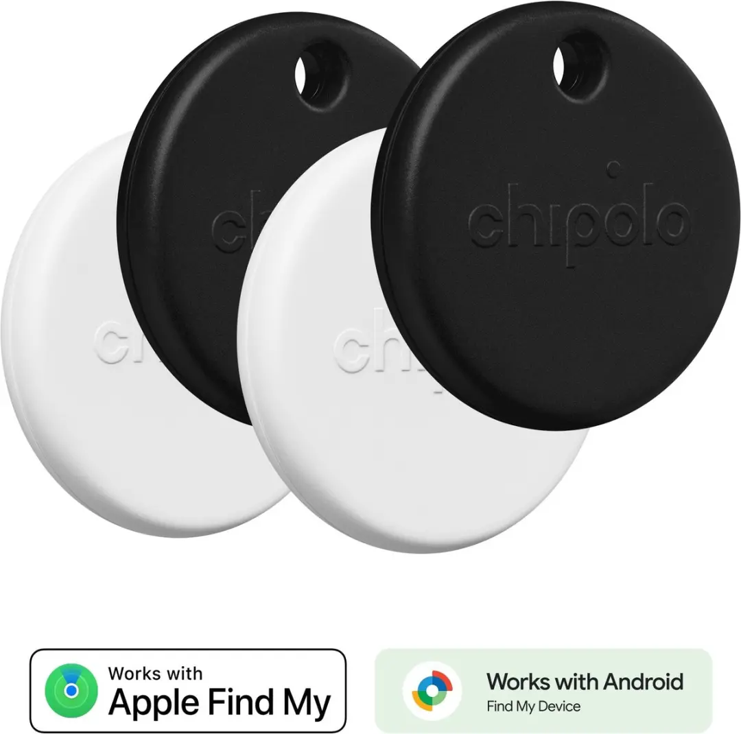 Chipolo POP 4 Pack Bluetooth Tracker - 120dB - Zwart/Wit