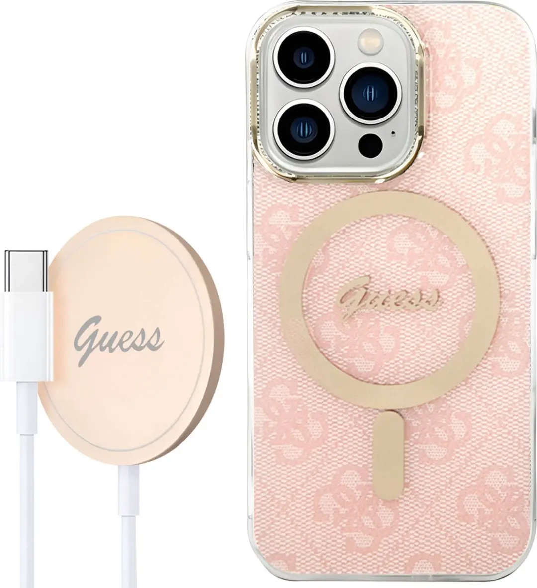 GUESS Hoesje iPhone 14 Pro Magsafe - Roze