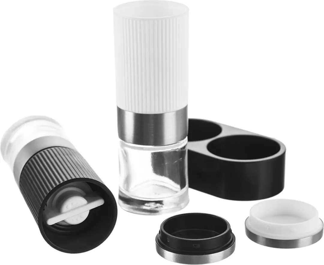 Orion Peper- en Zoutmolen 2 Stuks - Transparant/Wit/Zilver/Zwart