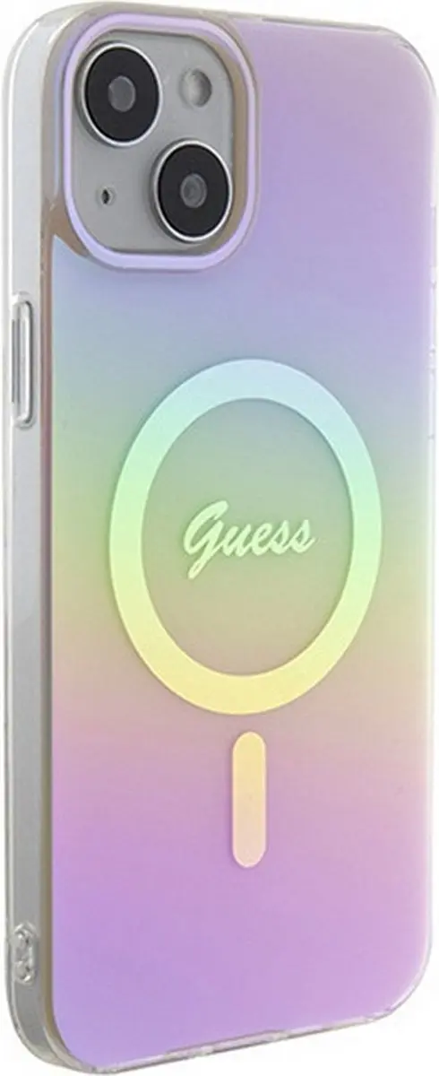 GUESS Iridescent Script Back Case - iPhone 15 Roze