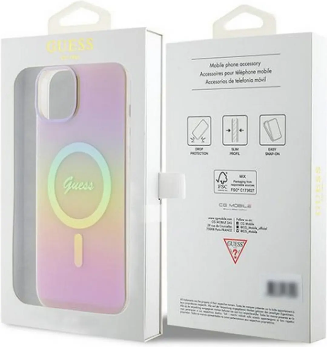 GUESS Iridescent Script Back Case - iPhone 15 Roze