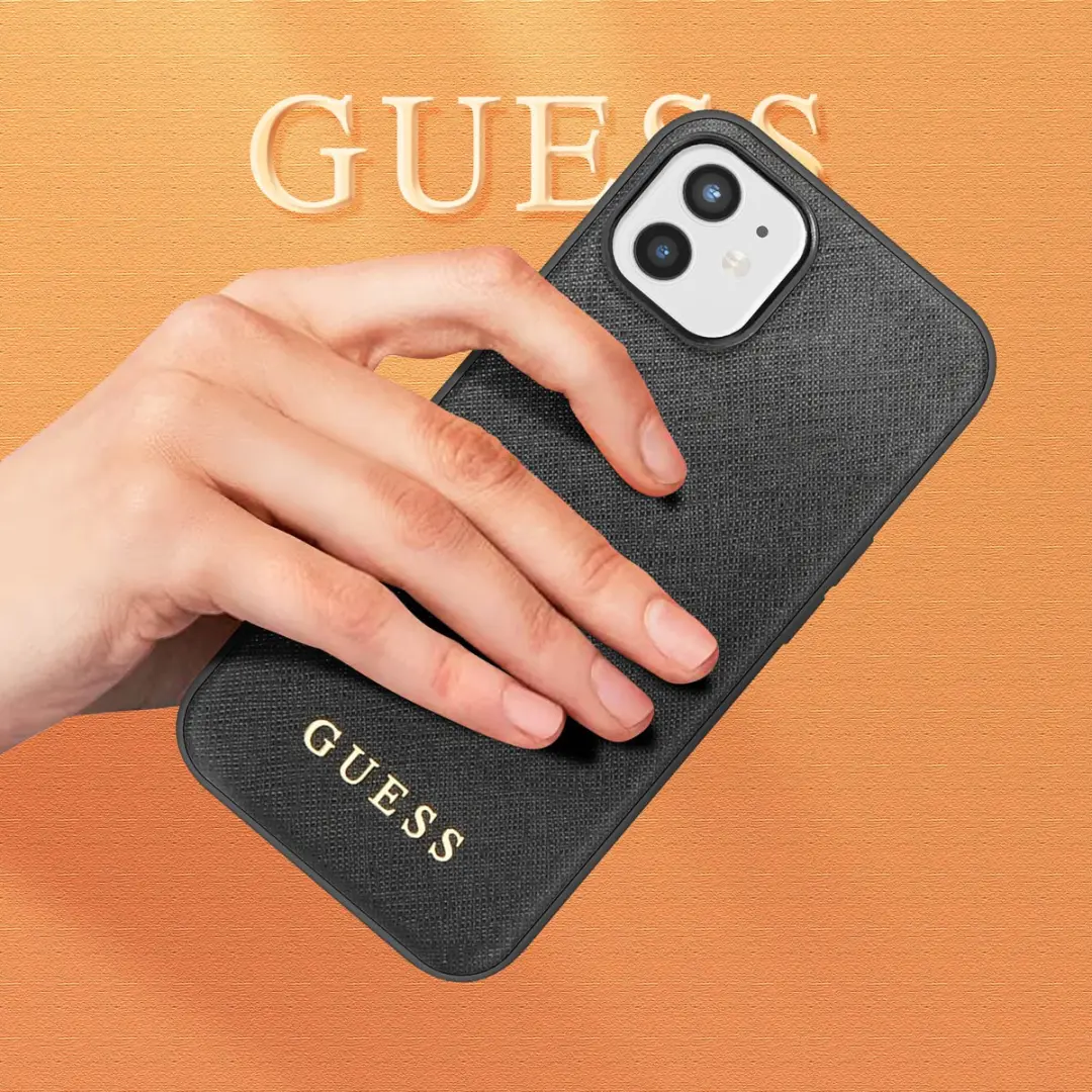 GUESS Hoesje iPhone 12 Mini Saffiano - Zwart