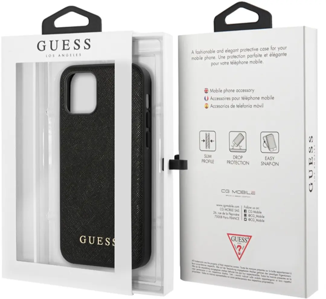 GUESS Hoesje iPhone 12 Mini Saffiano - Zwart - afbeelding 6 van 6