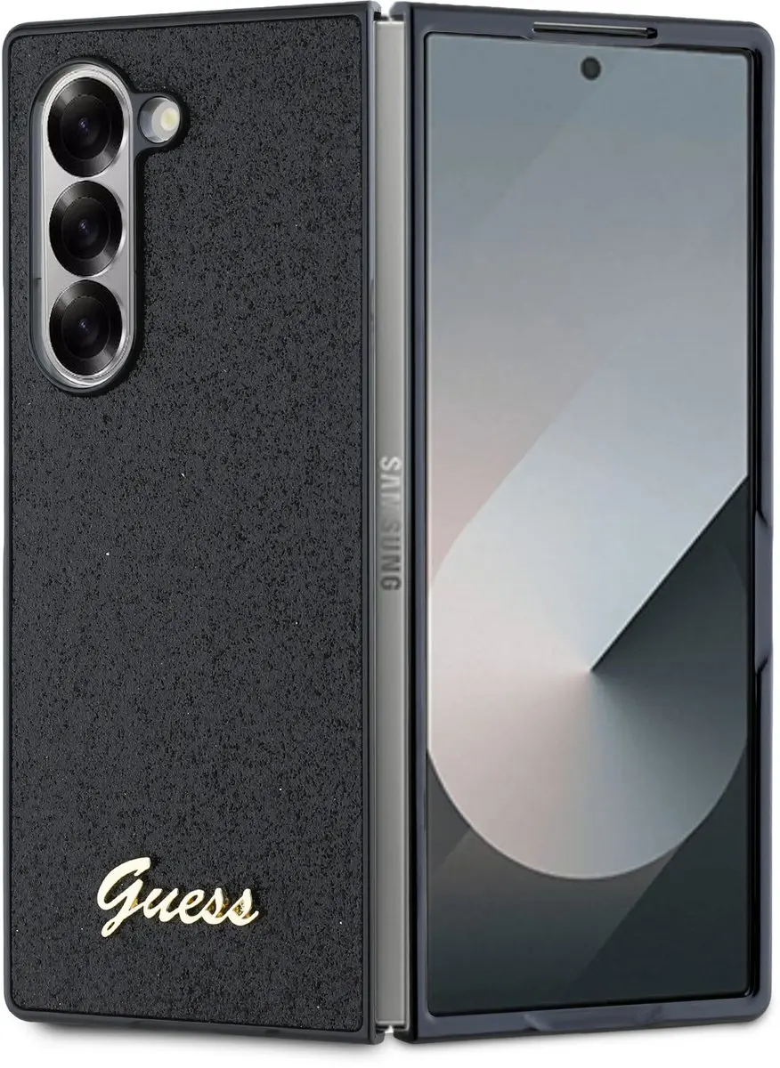 Guess Glitter Script Hoesje Zwart