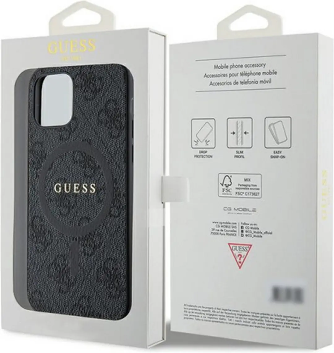 GUESS 4G Back Case MagSafe iPhone 12/12 Pro - Zwart