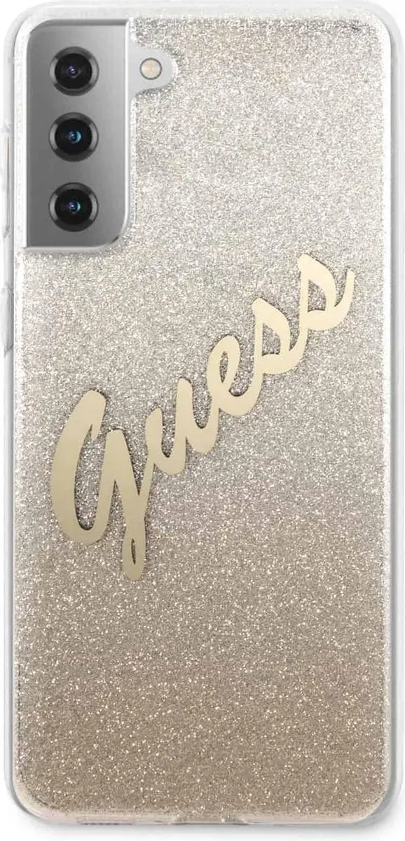 Guess Glitter Vintage Backcase Samsung S21 Plus - Goud