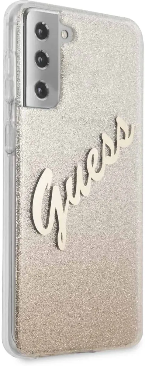 Guess Glitter Vintage Backcase Samsung S21 Plus - Goud