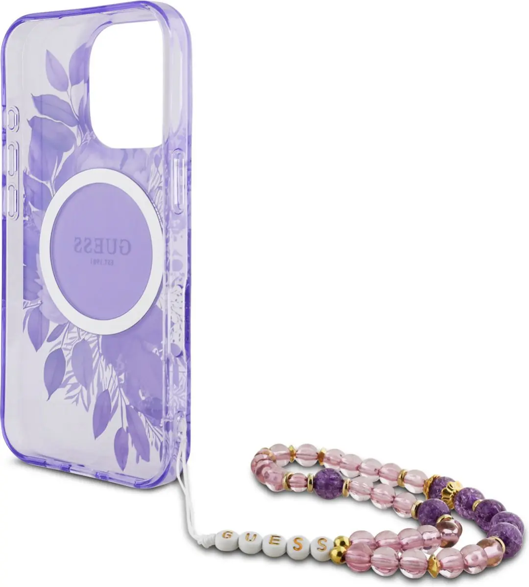 GUESS IML Flowers Case MagSafe iPhone 16 Pro Max - Paars