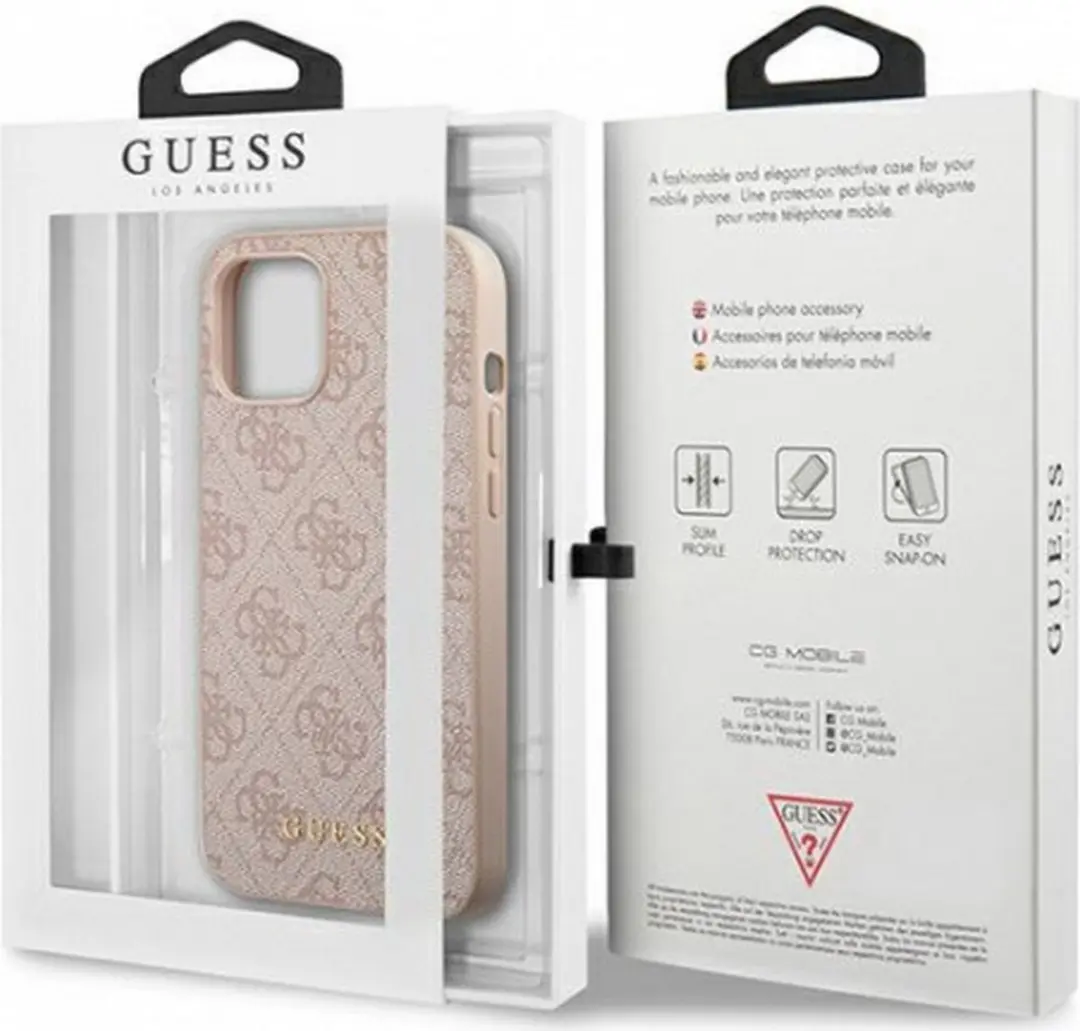 Guess 4G Back Case iPhone 12/12 Pro - Roze
