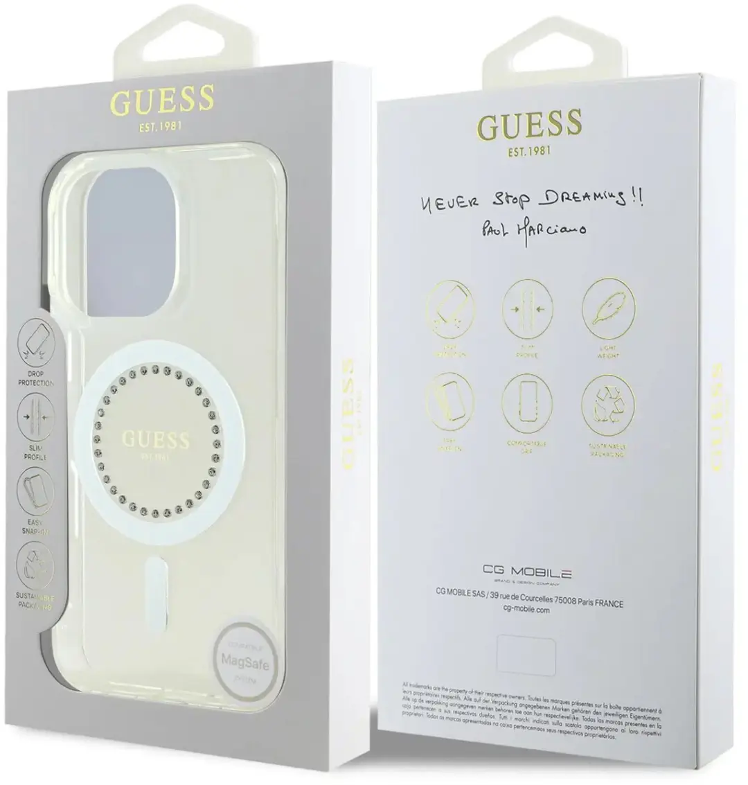 GUESS Backcover iPhone 16 Pro Max - MagSafe - Transparant - 3666339305789