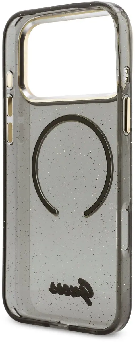 GUESS IML Glitter Script Backcover iPhone 17 Pro Max - MagSafe - Zwart