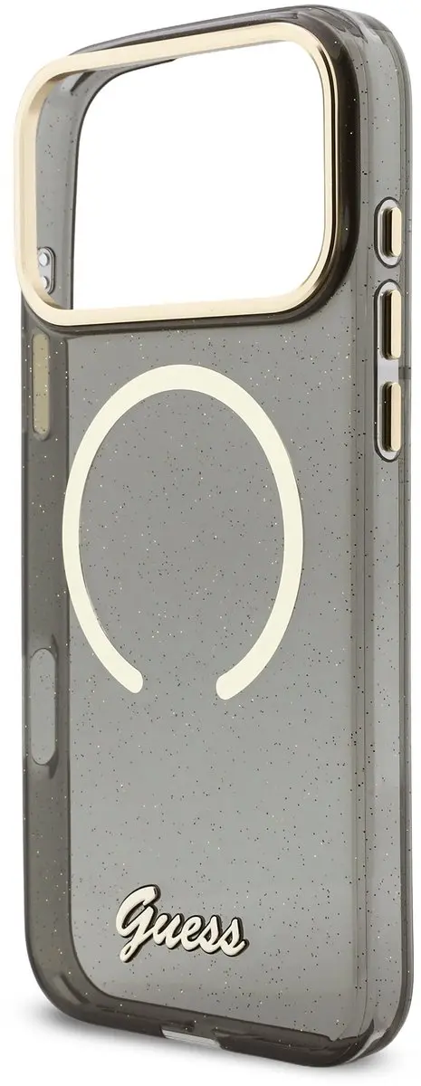 GUESS IML Glitter Script Backcover iPhone 17 Pro Max - MagSafe - Zwart