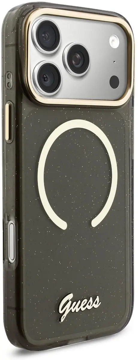 GUESS IML Glitter Script Backcover iPhone 17 Pro Max - MagSafe - Zwart