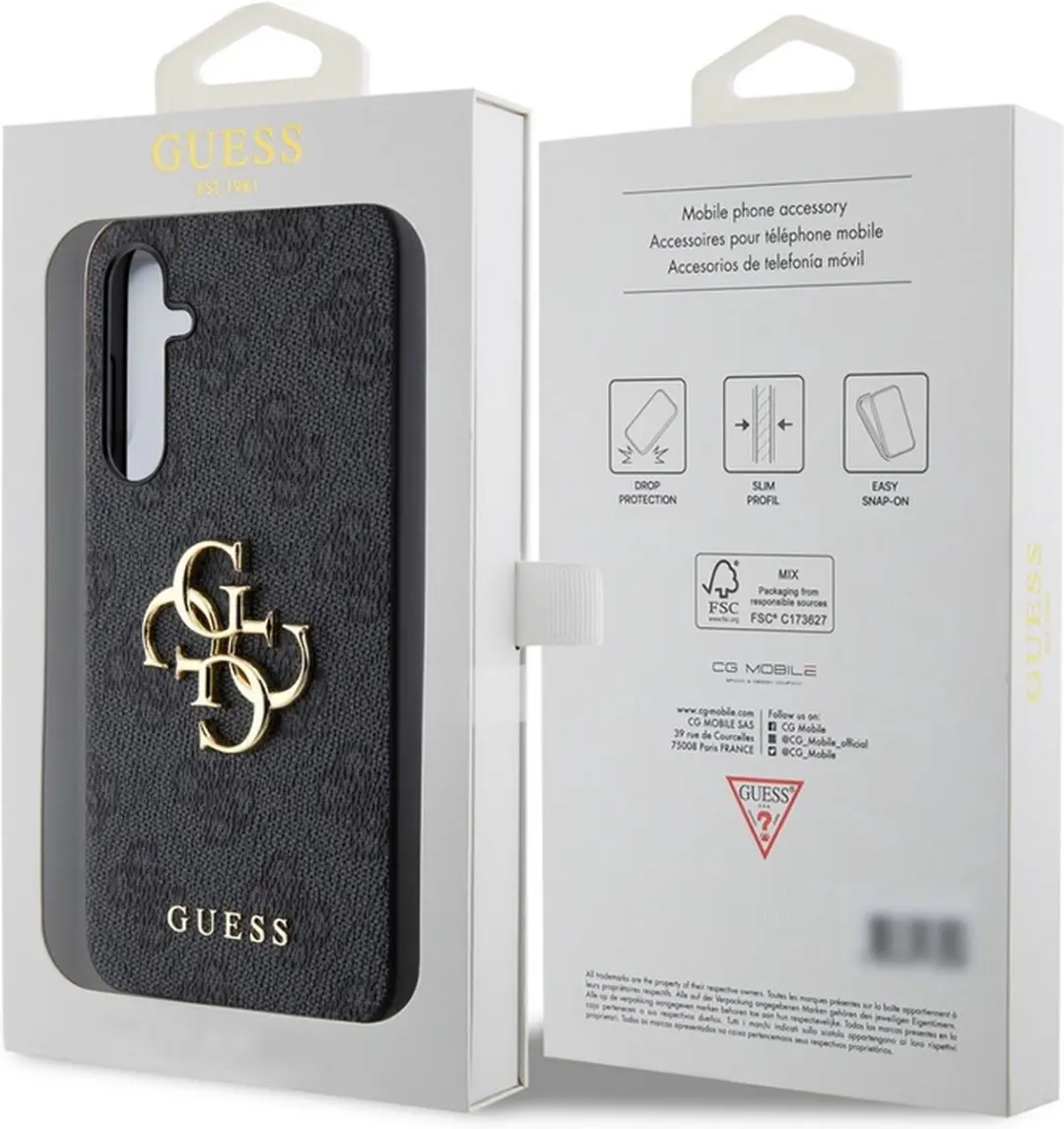 Guess 4G Metal Logo Hoesje - Samsung Galaxy S23 FE - Grijs