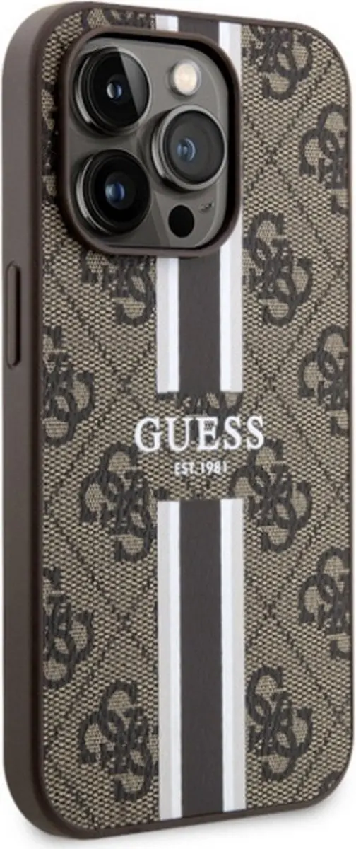 GUESS 4G Printed Stripe Back Case - iPhone 14 Pro - Bruin