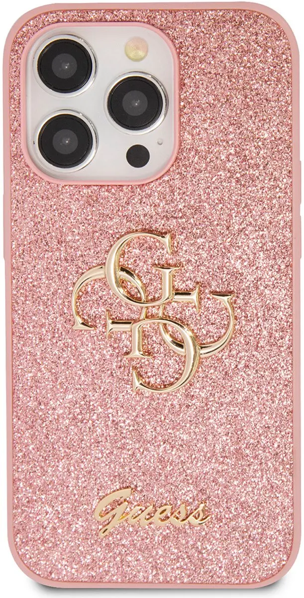 Guess GUHCP15LHG4SGP Hoesje - iPhone 15 Pro - Roze Glitter