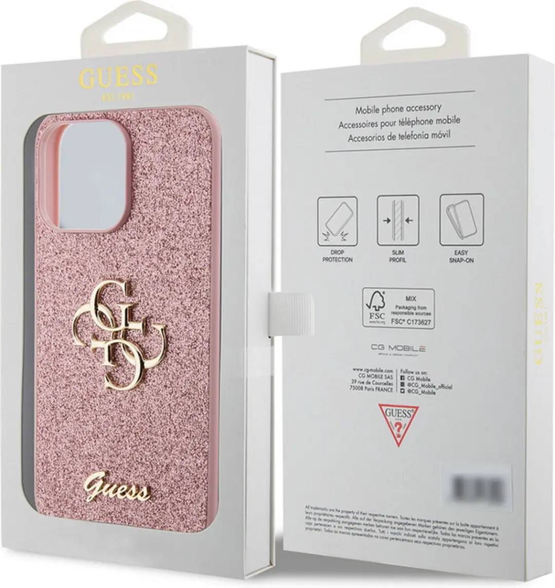 Guess GUHCP15LHG4SGP Hoesje - iPhone 15 Pro - Roze Glitter - afbeelding 6 van 6