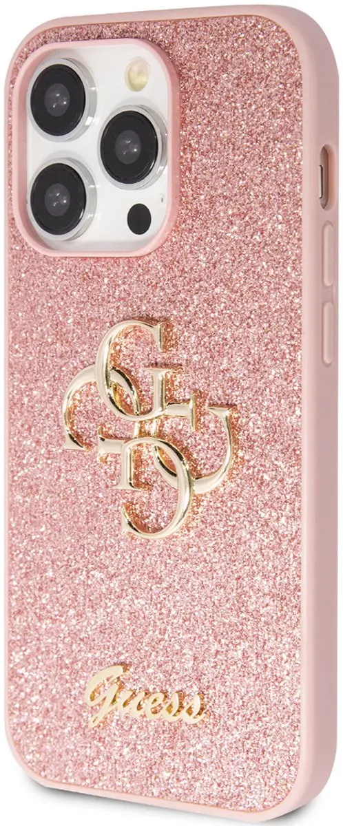 Guess GUHCP15LHG4SGP Hoesje - iPhone 15 Pro - Roze Glitter