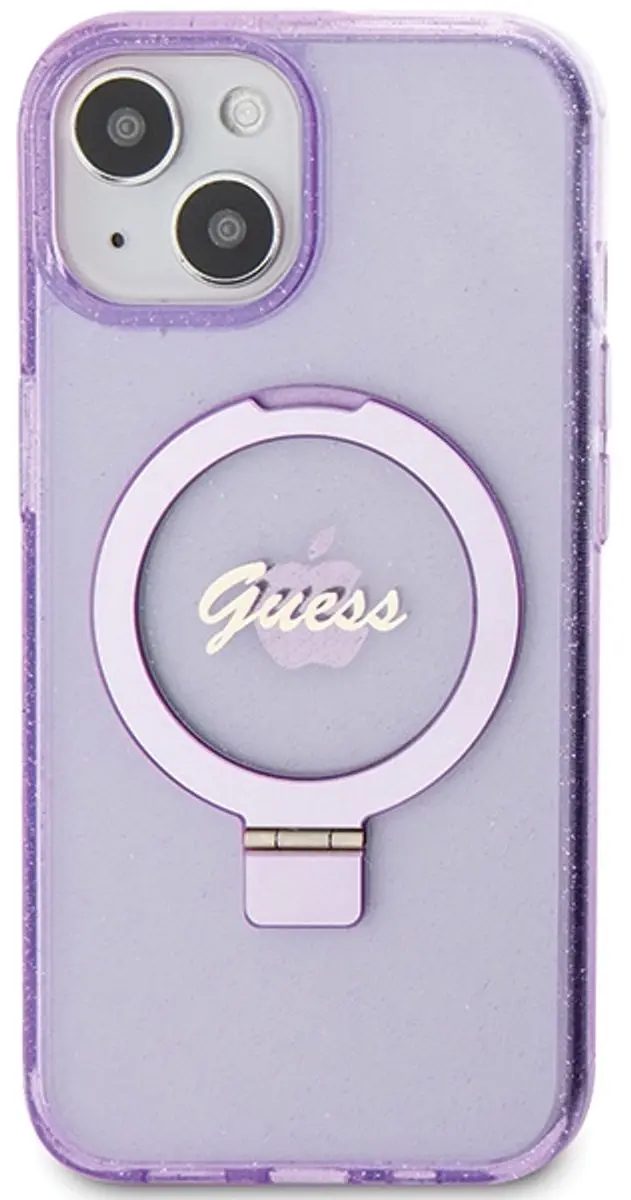 GUESS Ring Glitter Back Case - Paars - iPhone 15 MagSafe - afbeelding 6 van 6