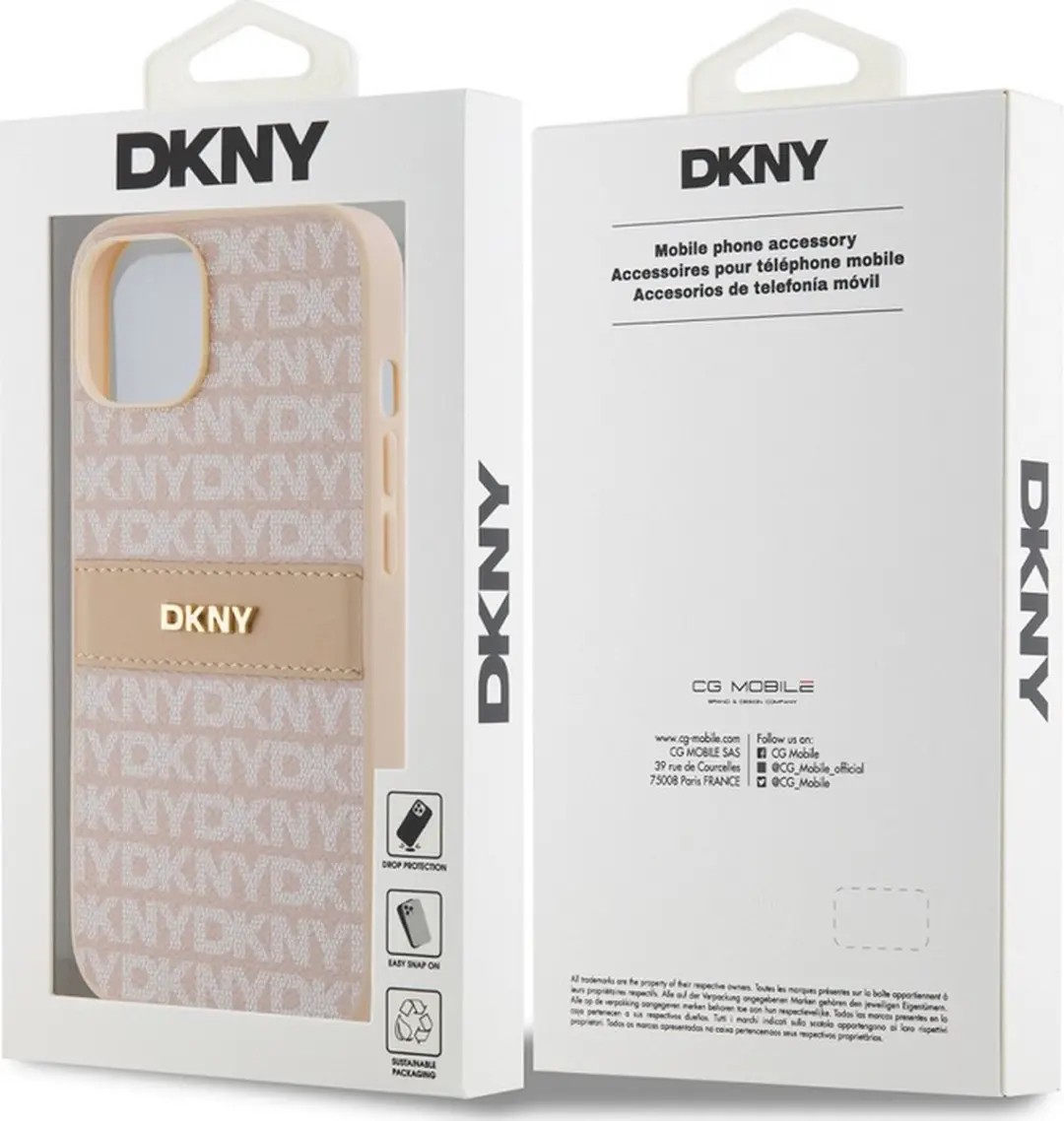 DKNY Textured Tonal Stripe Back Case Roze - DKHCP14SPRTHSLP